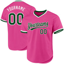 Load image into Gallery viewer, Custom Pink Green-White Authentic Throwback Baseball Jersey