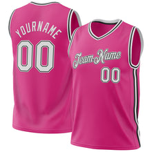 Load image into Gallery viewer, Custom Pink White-Black Authentic Throwback Basketball Jersey