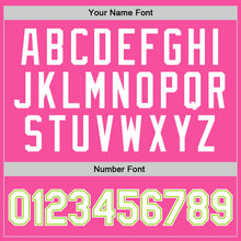 Load image into Gallery viewer, Custom Pink White-Neon Green Authentic Throwback Basketball Jersey