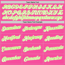 Load image into Gallery viewer, Custom Pink White-Neon Green Authentic Throwback Basketball Jersey