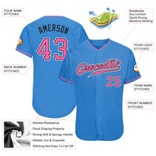 Load image into Gallery viewer, Custom Powder Blue Pink-Black Authentic Baseball Jersey