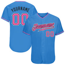 Load image into Gallery viewer, Custom Powder Blue Pink-Black Authentic Baseball Jersey
