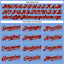 Load image into Gallery viewer, Custom Powder Blue Red Pinstripe Red-Black Authentic Baseball Jersey