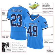 Load image into Gallery viewer, Custom Powder Blue Navy-White Mesh Authentic Throwback Football Jersey