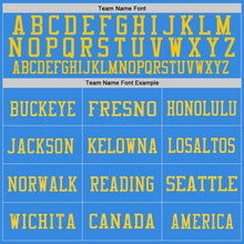 Load image into Gallery viewer, Custom Powder Blue Gold Mesh Authentic Throwback Football Jersey