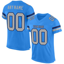 Load image into Gallery viewer, Custom Powder Blue Gray-Navy Mesh Authentic Football Jersey