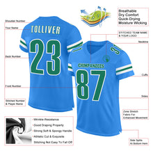 Load image into Gallery viewer, Custom Powder Blue Kelly Green-White Mesh Authentic Football Jersey