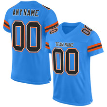 Load image into Gallery viewer, Custom Powder Blue Black-Orange Mesh Authentic Football Jersey