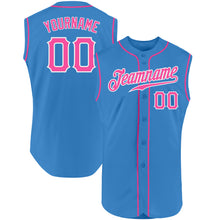 Load image into Gallery viewer, Custom Powder Blue Pink-White Authentic Sleeveless Baseball Jersey