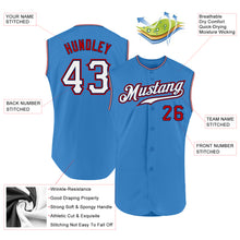 Load image into Gallery viewer, Custom Powder Blue White-Red Authentic Sleeveless Baseball Jersey