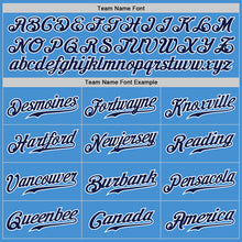 Load image into Gallery viewer, Custom Powder Blue White Pinstripe Navy-White Authentic Baseball Jersey