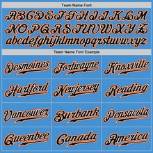 Load image into Gallery viewer, Custom Powder Blue Black Pinstripe Black-Orange Authentic Baseball Jersey