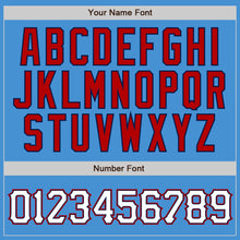 Load image into Gallery viewer, Custom Powder Blue Red Pinstripe White-Navy Authentic Baseball Jersey