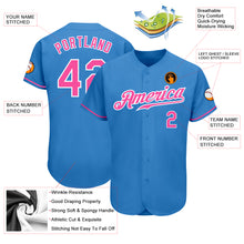 Load image into Gallery viewer, Custom Powder Blue Pink-White Authentic Baseball Jersey