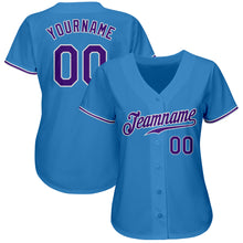 Load image into Gallery viewer, Custom Powder Blue Purple-White Authentic Baseball Jersey