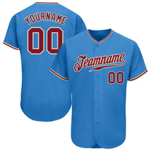 Load image into Gallery viewer, Custom Powder Blue Crimson-City Cream Authentic Baseball Jersey
