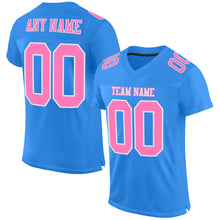 Load image into Gallery viewer, Custom Powder Blue Pink-White Mesh Authentic Football Jersey