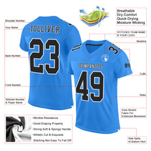 Load image into Gallery viewer, Custom Powder Blue Black-White Mesh Authentic Football Jersey