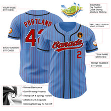 Load image into Gallery viewer, Custom Powder Blue Red Pinstripe Red-Black Authentic Baseball Jersey