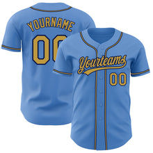 Load image into Gallery viewer, Custom Powder Blue Old Gold-Navy Authentic Baseball Jersey