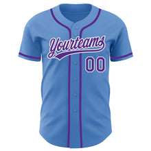 Load image into Gallery viewer, Custom Powder Blue Purple-White Authentic Baseball Jersey