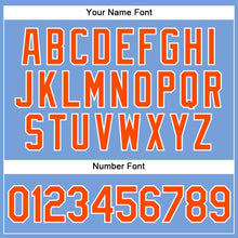Load image into Gallery viewer, Custom Powder Blue White Pinstripe Orange Authentic Baseball Jersey