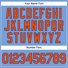 Load image into Gallery viewer, Custom Powder Blue White Pinstripe Orange-Royal Authentic Baseball Jersey