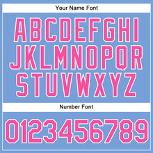 Load image into Gallery viewer, Custom Powder Blue White Pinstripe Pink Authentic Baseball Jersey