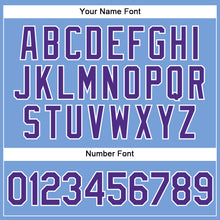 Load image into Gallery viewer, Custom Powder Blue White Pinstripe Purple Authentic Baseball Jersey