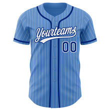 Load image into Gallery viewer, Custom Powder Blue White Pinstripe Royal Authentic Baseball Jersey