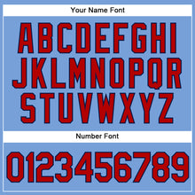 Load image into Gallery viewer, Custom Powder Blue Red Pinstripe Navy Authentic Baseball Jersey