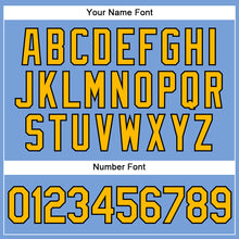 Load image into Gallery viewer, Custom Powder Blue Black Pinstripe Gold Authentic Baseball Jersey