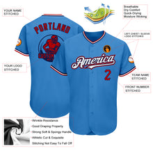 Load image into Gallery viewer, Custom Powder Blue Red-Navy Pinstripe Red Authentic Baseball Jersey