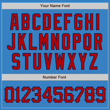 Load image into Gallery viewer, Custom Powder Blue Red-Navy Pinstripe Red Authentic Baseball Jersey