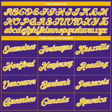 Load image into Gallery viewer, Custom Purple Gold-White Authentic Throwback Basketball Jersey