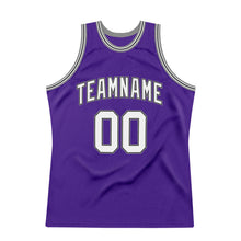 Load image into Gallery viewer, Custom Purple White-Gray Authentic Throwback Basketball Jersey