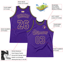 Load image into Gallery viewer, Custom Purple Purple-Old Gold Authentic Throwback Basketball Jersey