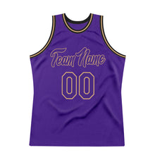 Load image into Gallery viewer, Custom Purple Purple-Old Gold Authentic Throwback Basketball Jersey