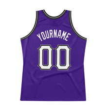 Load image into Gallery viewer, Custom Purple White-Black Authentic Throwback Basketball Jersey