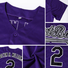 Load image into Gallery viewer, Custom Purple Orange-Gray Authentic Baseball Jersey