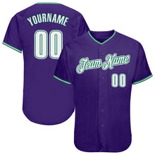 Load image into Gallery viewer, Custom Purple White-Kelly Green Authentic Baseball Jersey