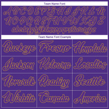 Load image into Gallery viewer, Custom Purple Purple-Old Gold Authentic Baseball Jersey