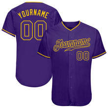 Load image into Gallery viewer, Custom Purple Purple-Gold Authentic Baseball Jersey