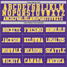 Load image into Gallery viewer, Custom Purple Gold-White Mesh Authentic Throwback Football Jersey