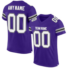 Load image into Gallery viewer, Custom Purple White-Gray Mesh Authentic Football Jersey