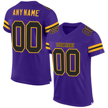 Load image into Gallery viewer, Custom Purple Black-Gold Mesh Authentic Football Jersey