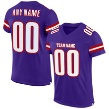 Load image into Gallery viewer, Custom Purple White-Red Mesh Authentic Football Jersey