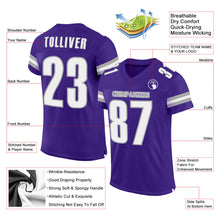 Load image into Gallery viewer, Custom Purple White-Gray Mesh Authentic Football Jersey