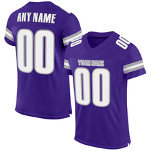 Load image into Gallery viewer, Custom Purple White-Gray Mesh Authentic Football Jersey