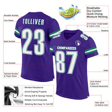 Load image into Gallery viewer, Custom Purple White-Kelly Green Mesh Authentic Football Jersey